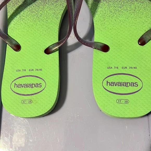 🎉HP🎉 Havaianas Hydro Purple Green Ombré Fantasia Up Flip-Flop US Size 7/… - Picture 8 of 11